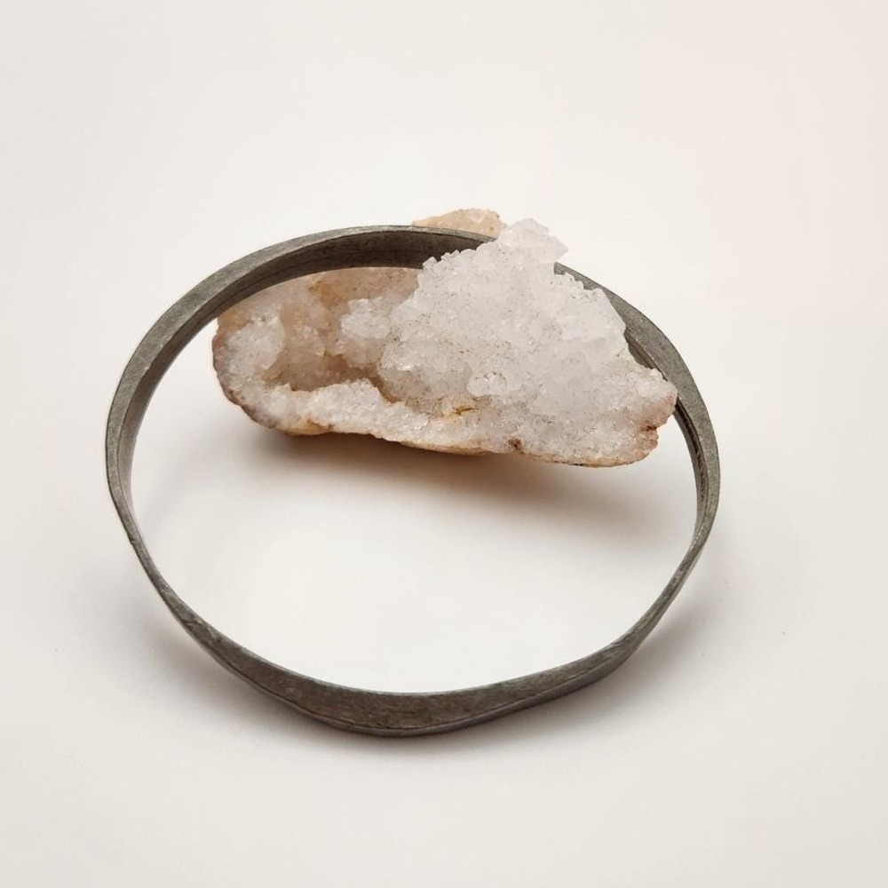 Bent Larsen Pewter Bangle Womens OS Gray Wavy Hammered Made in Denmark‎ Vintage